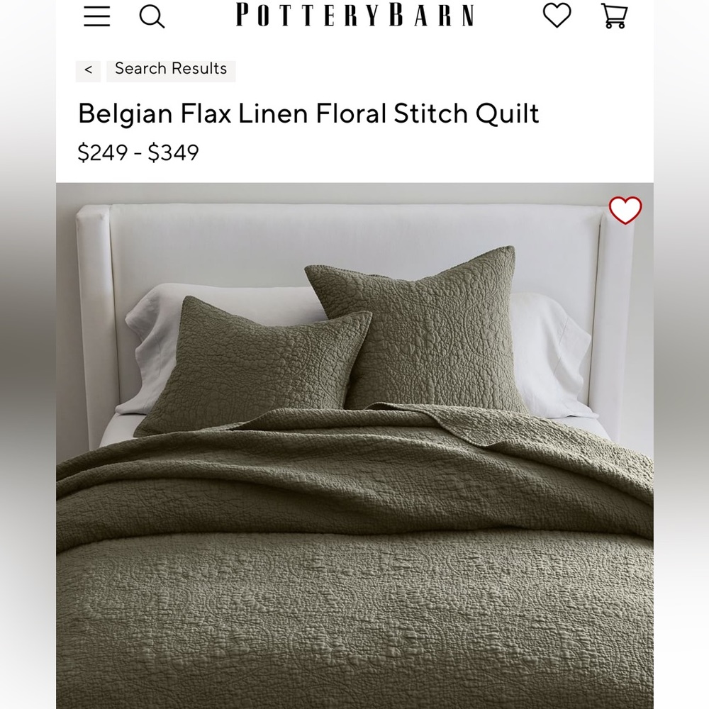 Pottery Barn Flax Linen Quilt green